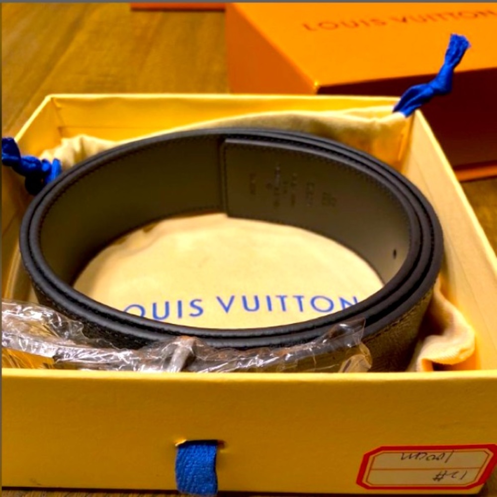 Louis Vuitton Black Checkered Men Belt